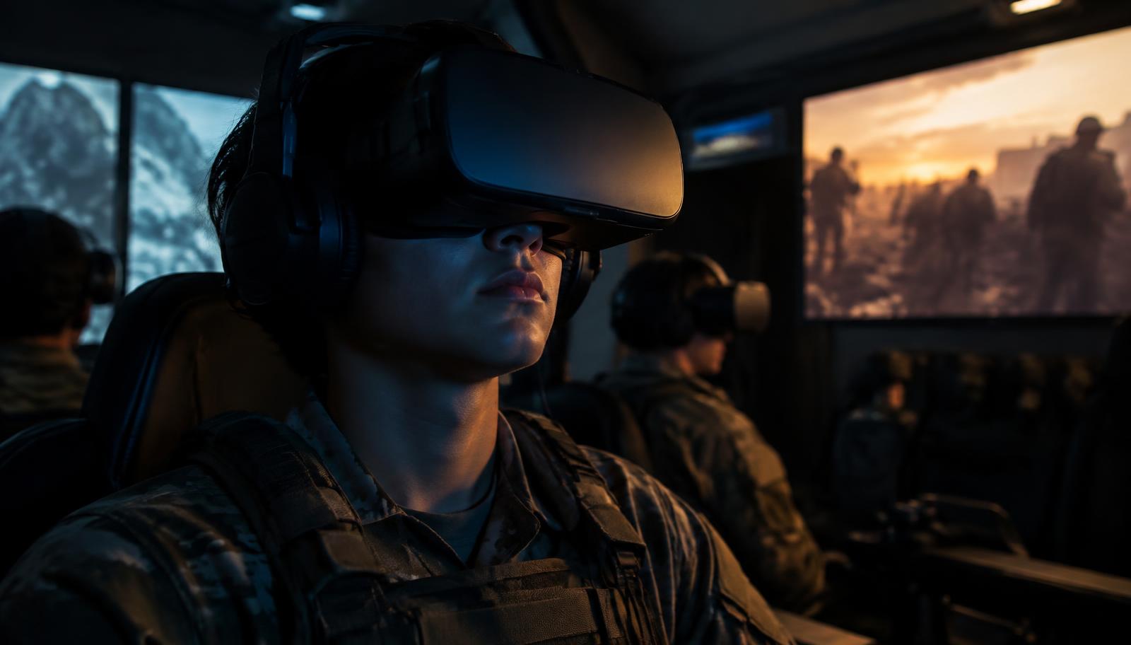 Jovem a usar um simulador com óculos de realidade virtual